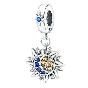 925 Sterling Silvery Star and Moon Pendant Suitable for Original 3mm Bracelet